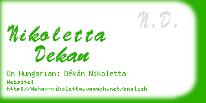 nikoletta dekan business card